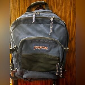 Vintage JANSPORT Backpack l Navy Blue Laptop Pocket Mesh Front 90s Y2K